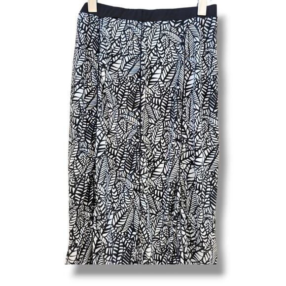 Robert Louis Women’s Black White Leaves Print Midi Skirt Size Large - Picture 3 of 7